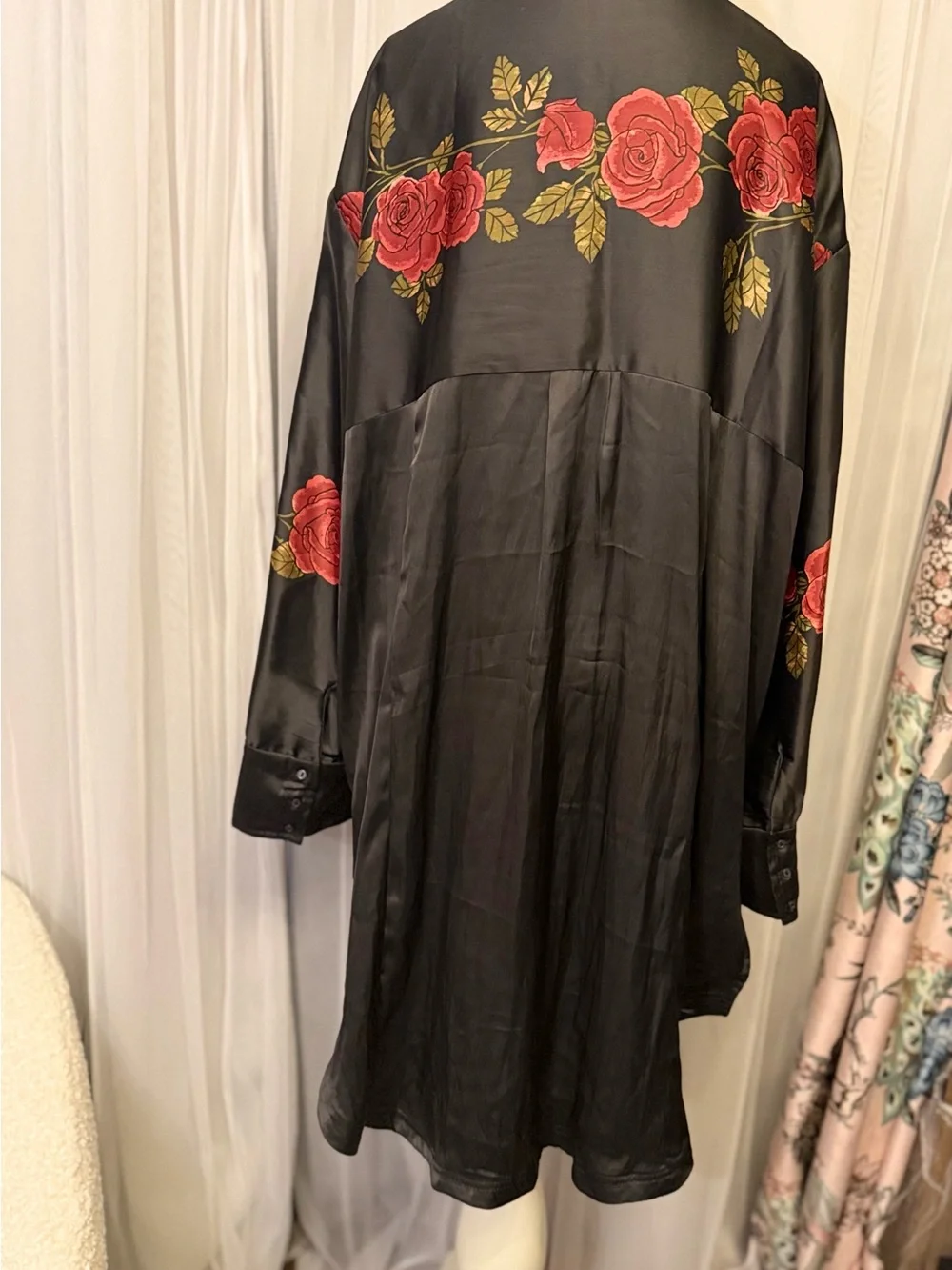 ✨ Free People Off The Vine Satin Rose Oversized Button-Down ✨